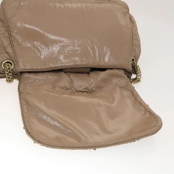 CHANEL Chain Shoulder Bag Vinyl Coated Leather Beige Gold CC - Picture 13 of 15